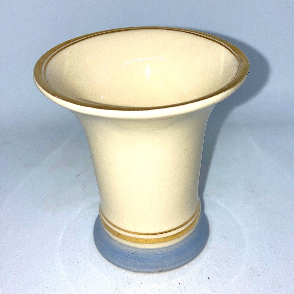 Vintage Arabia Finland Light blue gold Egg cup / candle holder 2 3/4"